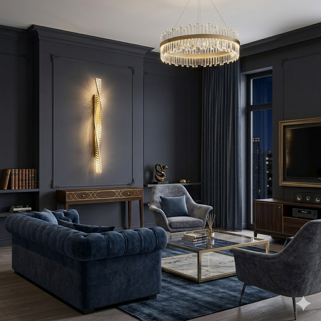AURELIA – Luxus Kristall-Wandleuchte Gold (H100cm)