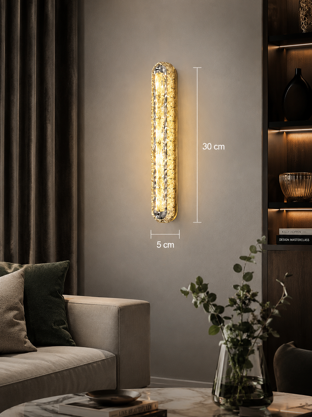 AMELIA – Luxus Kristall-Wandleuchte mit vertikalen Streifen