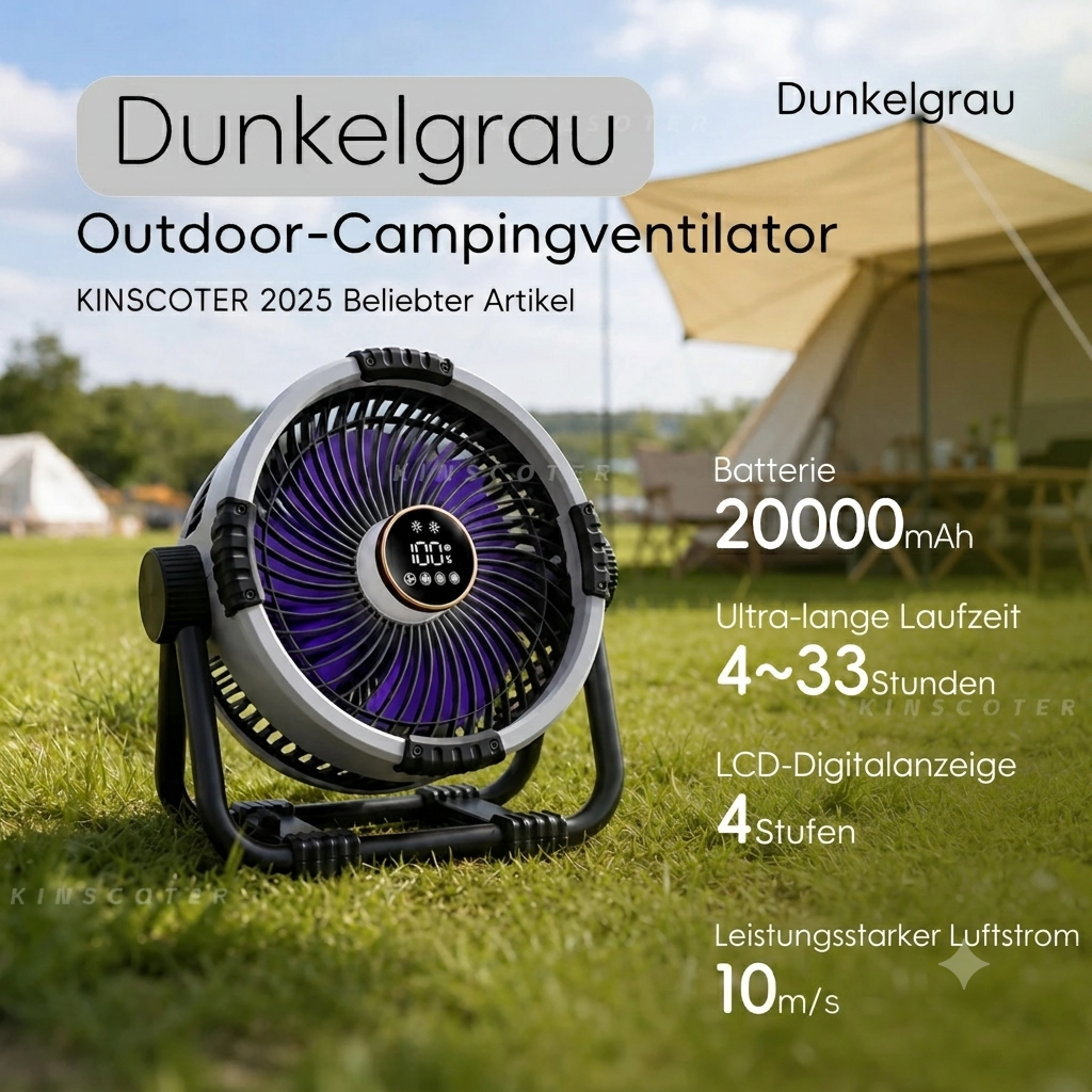 Premium 20.000mAh Zelt-Ventilator – Wiederaufladbar mit Fernbedienung