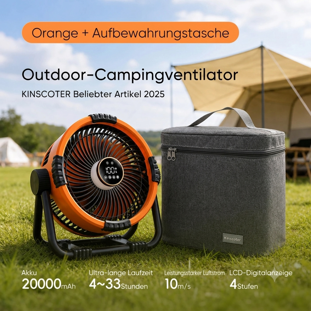 Premium 20.000mAh Zelt-Ventilator – Wiederaufladbar mit Fernbedienung