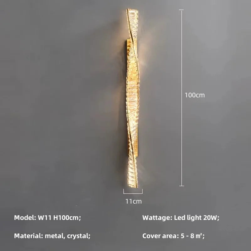 AURELIA – Luxus Kristall-Wandleuchte Gold (H100cm)